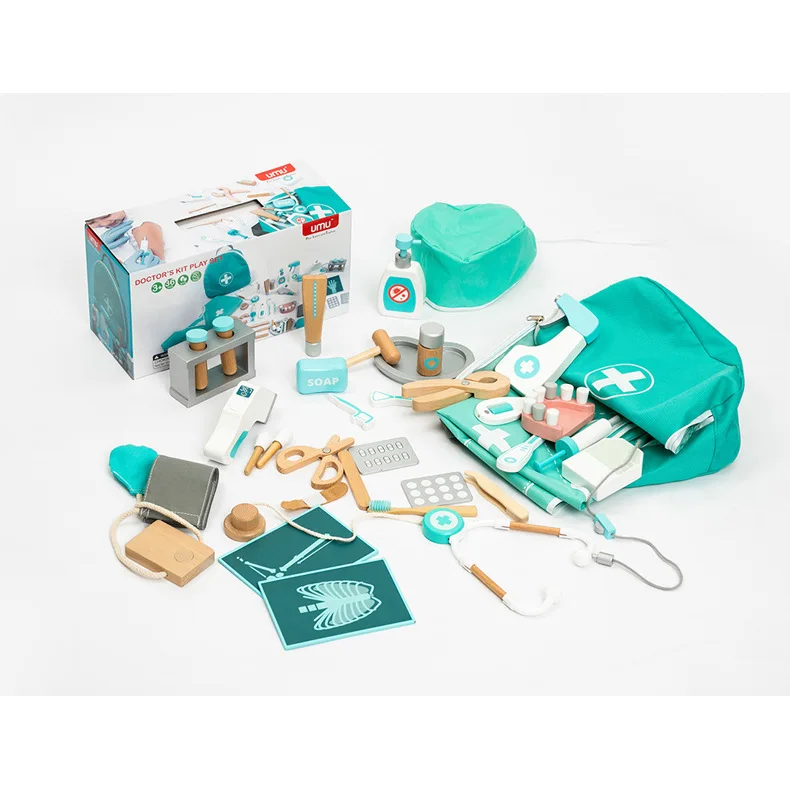 Jouet de Simulation en bois pour enfants, jeux de Simulation, cadeau pour filles, jeu éducatif, médecin, carrière, jouets d'allaitement, accessoires