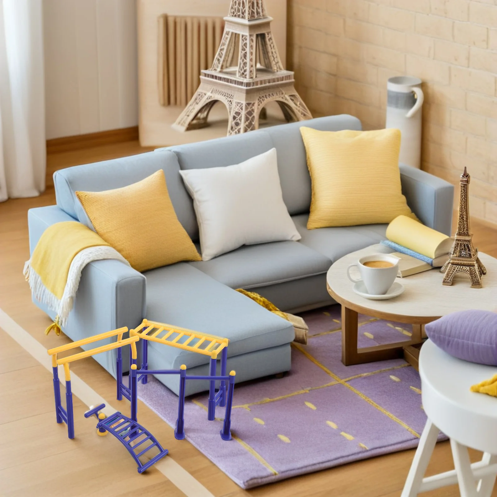 3 pièces d'équipement de sport miniature en plastique pour scènes de maison de poupée, expansion créative et design réaliste