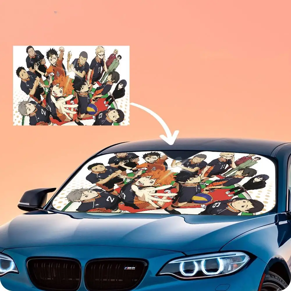 Anime Cool H-Haikyuu Car Sunshade Shield Windshield Window Sun Blocker Cover Interior Protection for Truck SUV Visor Universal