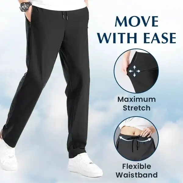 Unisex Ultra Stretch Quick Drying Pants Summer Sports Men\'s Ice Silk jogger Pants Straight Leg Pants Elastic Loose Trousers