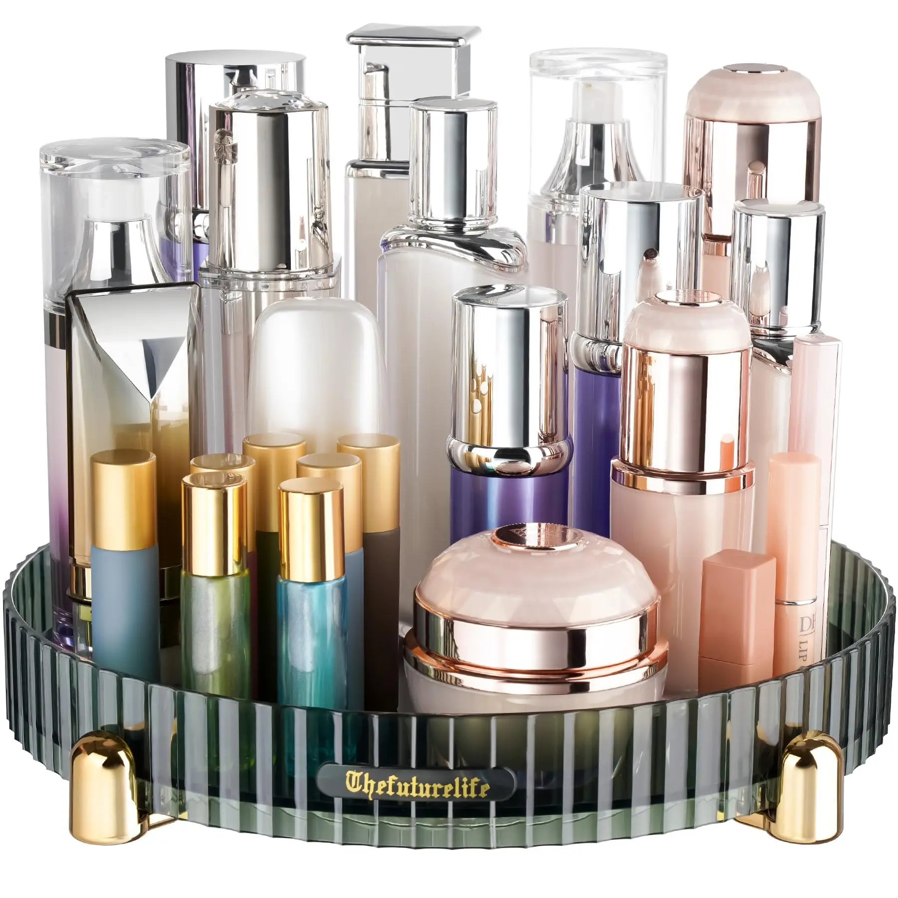 Makeup Perfume Organizer, 360° Rotating Vanity Storage Box Tray Spinning Cosmetics Organizer for Dresser Bathroom Countertop