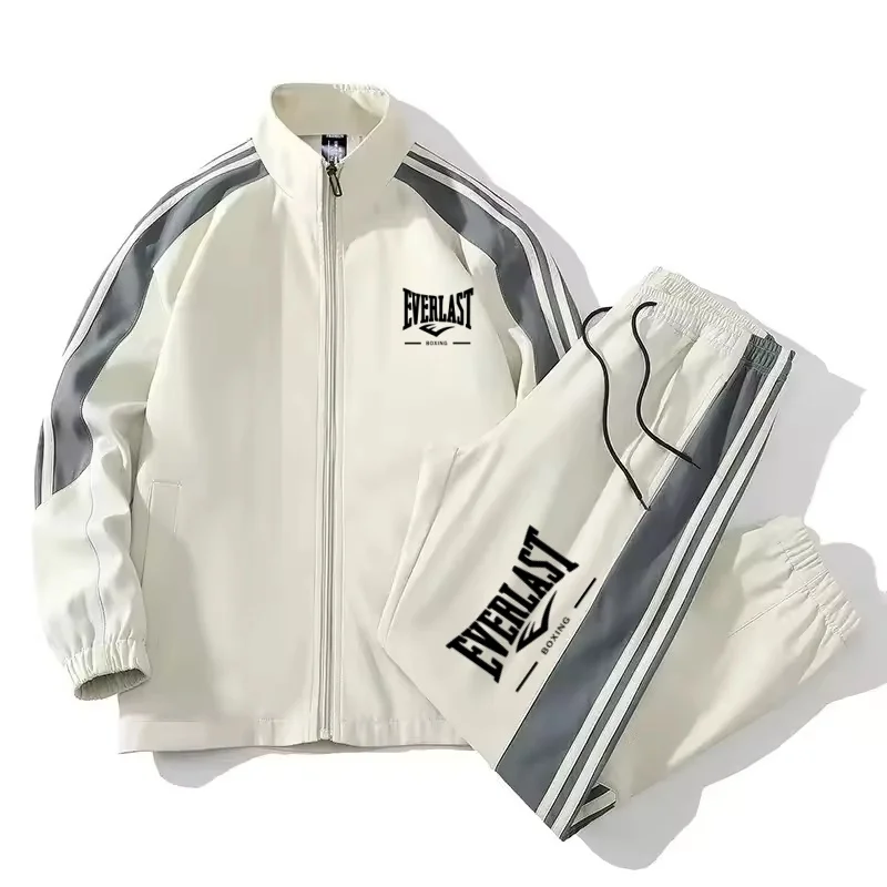 Autumn and winter fashion printed new trend outdoor sports jacket set for men's casual loose sports plus size high-quality two-p