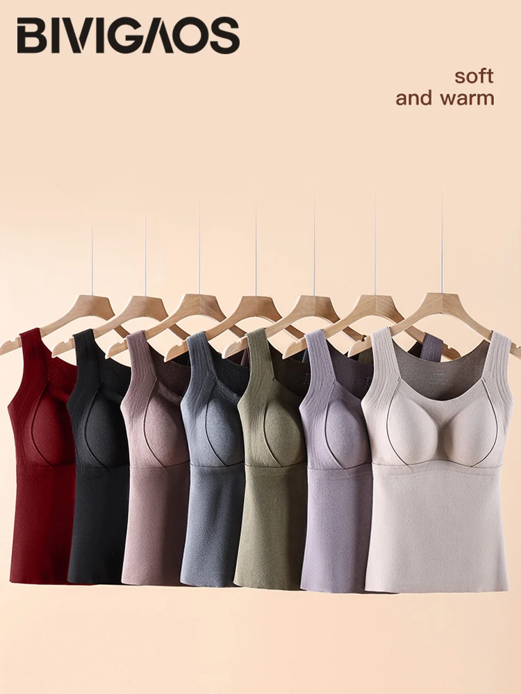 BIVIGAOS Herfst Winter Grafeen Bh + Vest Top Quick Heat Bottom Shirt Vrouwen Met Borst Pads Warm Ondergoed Zachte afslanken Tank Top
