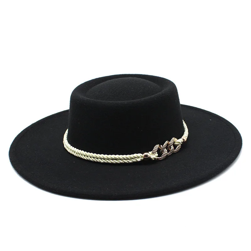 Classic British Style 9.5CM Big Wide Brim Fedora Hat For Women Fashion Autumn Winter Felt Church Hats Wedding Dress Jazz Cap