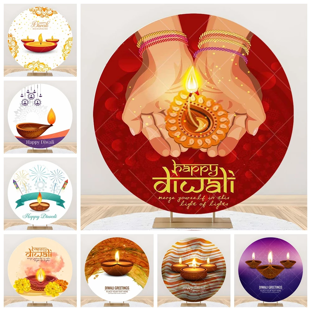 Indian Diwali New Year Aldults Kids Gifts Family Party Carnival Round Backdrop Custom Wall Photo Poster Studio Decor Background