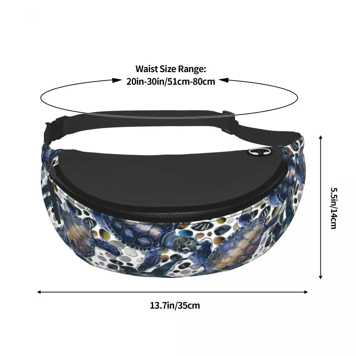 Funny Sea Turtles Fanny Pack Women Men Fashion Watercolor Sea Animal Crossbody Waist Bag for Camping Biking Phone Money Pouch