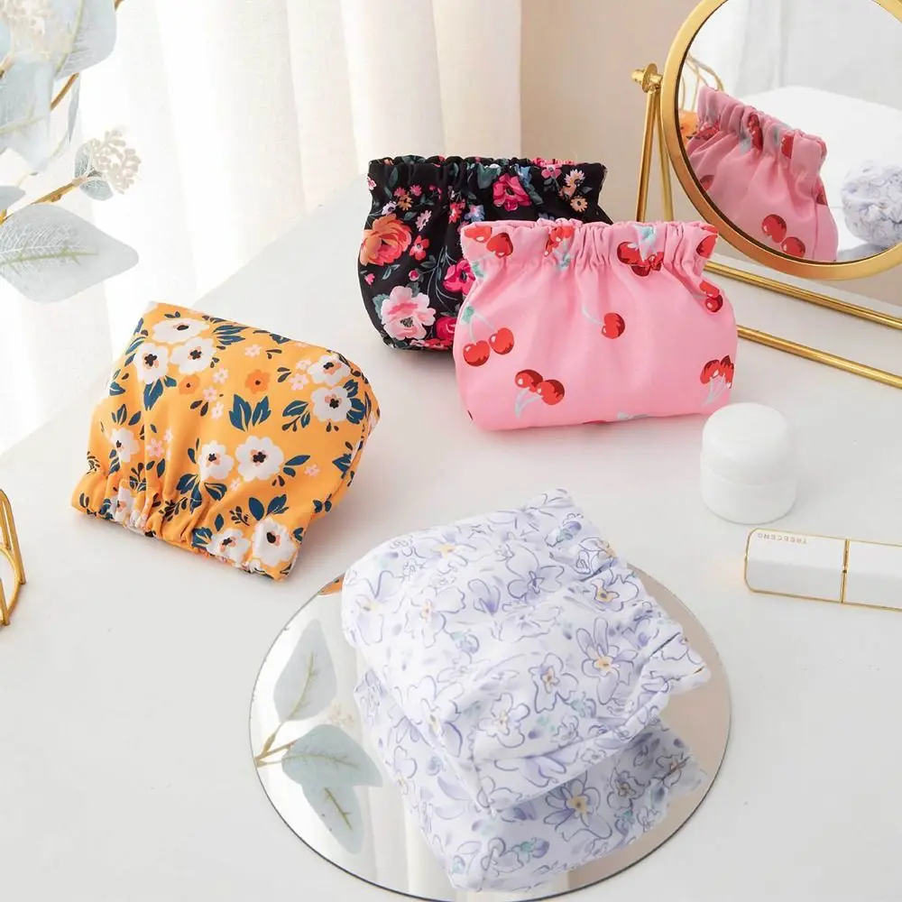 Flower Cosmetic Bag Data Cable Storage Bag Cute Pattern Cherry Leaf Spring Bag Self-closing Peach Printing Coin Purse Outdoor