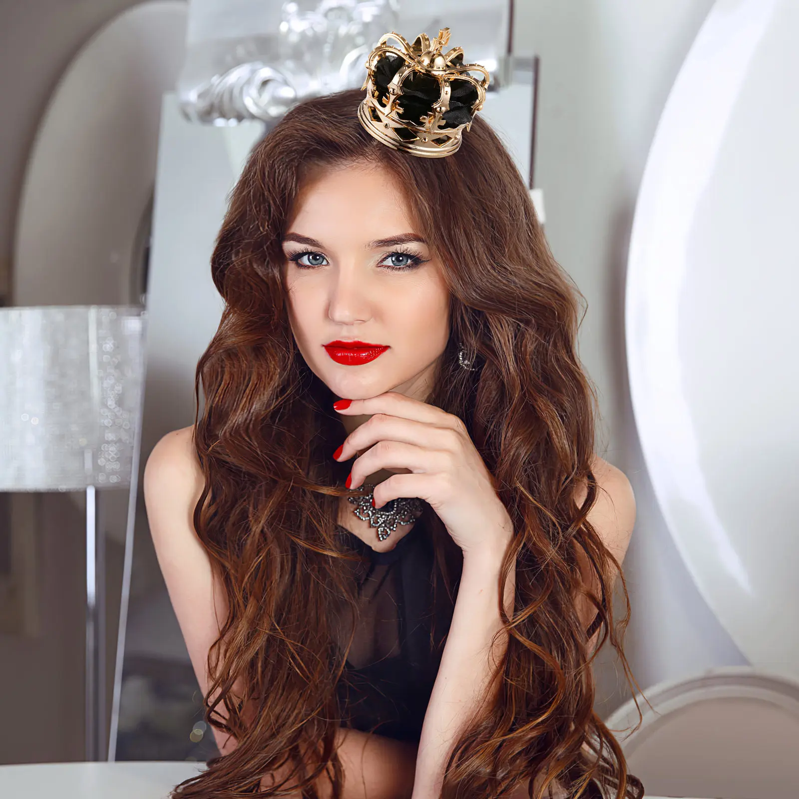 

1Pcs Golden Crown Hair Clip Halloween Cosplay Bride Headdress 3D Party Queen Hair Accessories for Women Dress Up Festival Decor