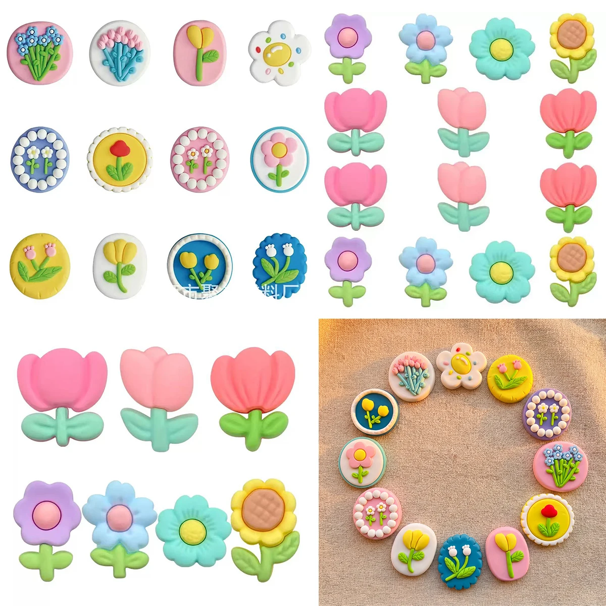 7-100pcs Tulip Flower Shoe Charms For Sandals,Shoe Decoration Accessories Shoe Pins Great Gift For Men Wom