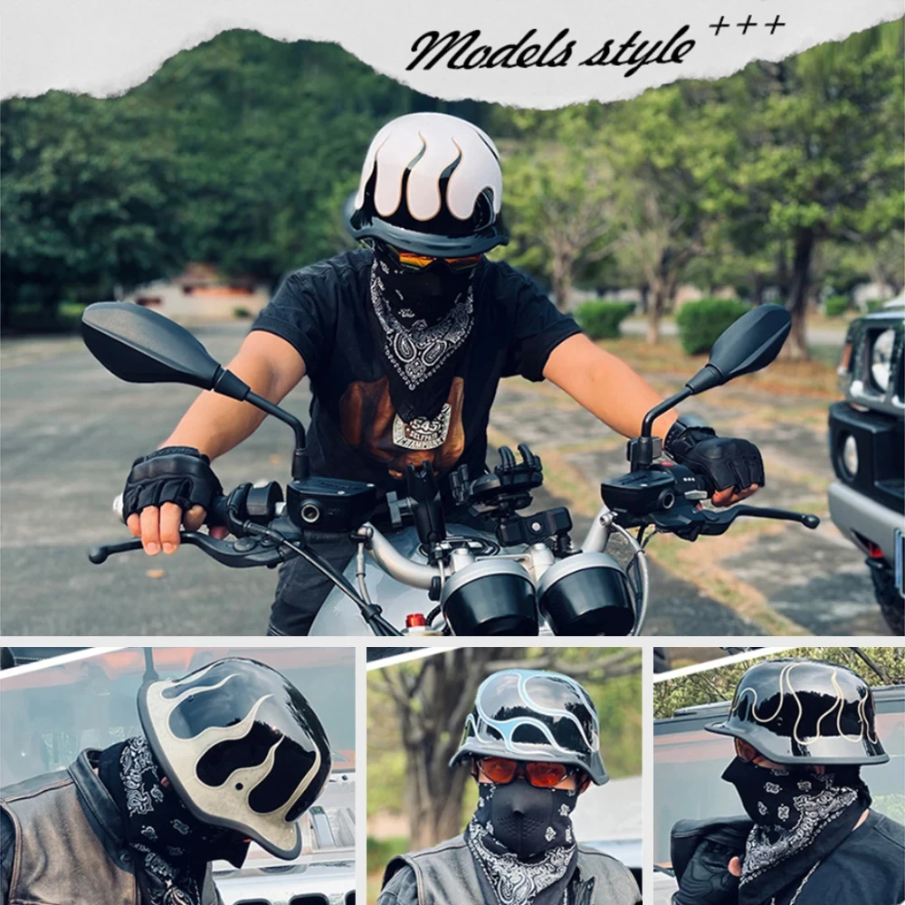 Helm Retro Sepeda Motor Helm Moto Klasik Antik Helm Sepeda ABS DOT Disetujui Setengah Wajah Casque Moto