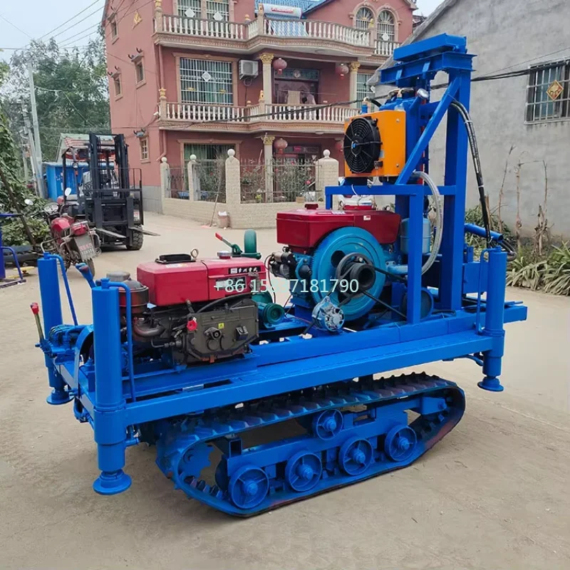 China Diesel Engine Water Well Drilling Rig Machine Price 100 Meter Deep Drill Rig with Crawler Borehole Water Well Drilling Rig