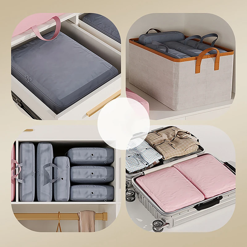 Compression Packing Cube Wardrobe Drawer Puffer Jacket Storage Foldable Luggage Suitcase Organizer Compressed Travel Clothes Bag