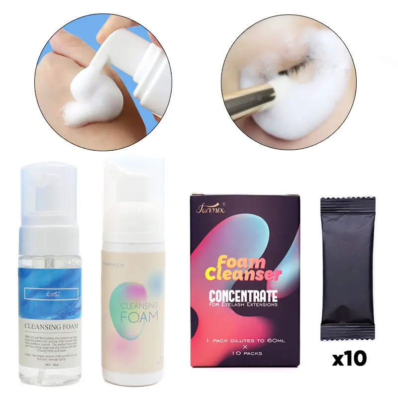 60ml Eyelash Foam Cleanser No Stimulation Lash Cleaner Concentrate Mousse Eyelash Shampoo Bottle Eyelash Extension Supplies