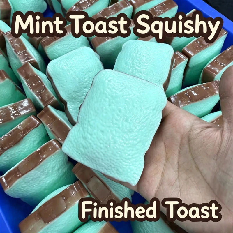 Knuspriger Toast Handgemachter Stressball Langsam Aufsteigendes Weiches Formbares Quetschspielzeug mit Finger-Saugnapf Realistisches Lebensmittel-Design