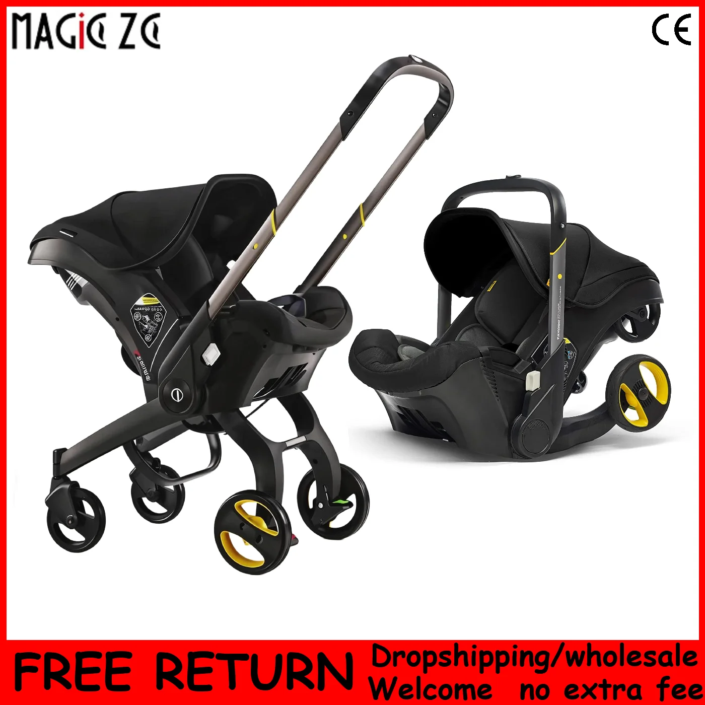 

4 in 1 Baby Stroller Lightweight Stroller Baby Carriage Baby pram Baby Safety Cart Carriage Travel System High Quality Senior