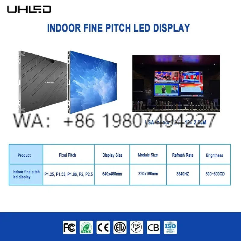 for Indoor Led Display 640x480 Video Wall Panel P1.86 Screen Small Pixel