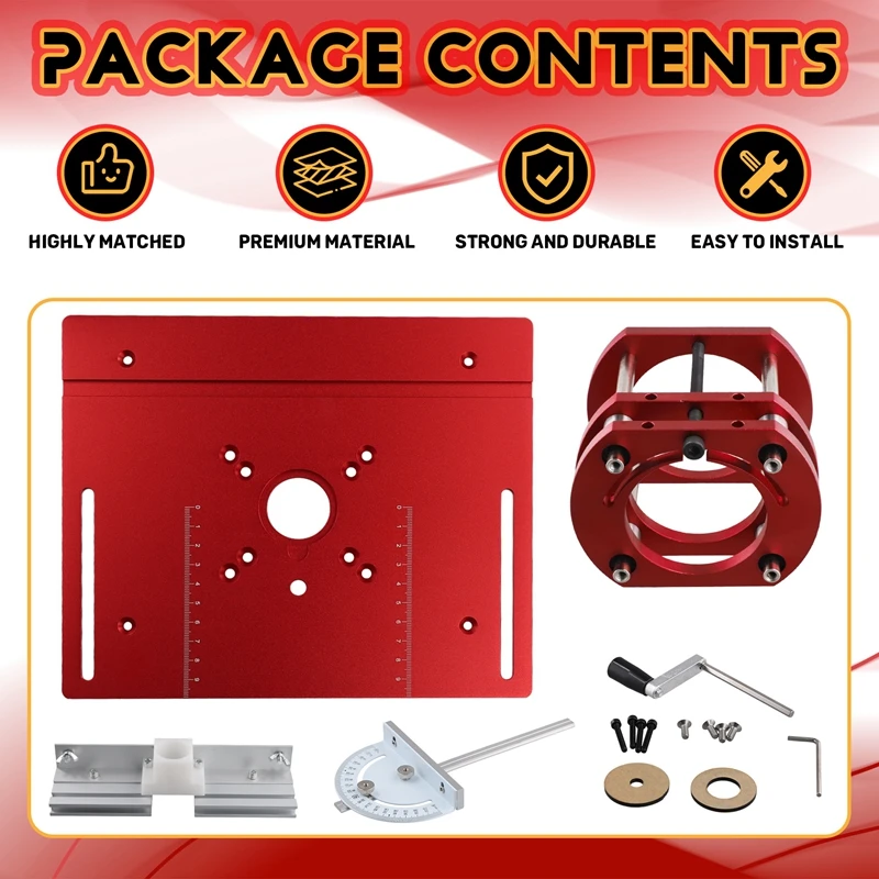 Woodworking Router Lift Kit Router Table Insert Plate Aluminum For 65Mm Diameter Motors W/ Miter Gauge Guide And Bracket