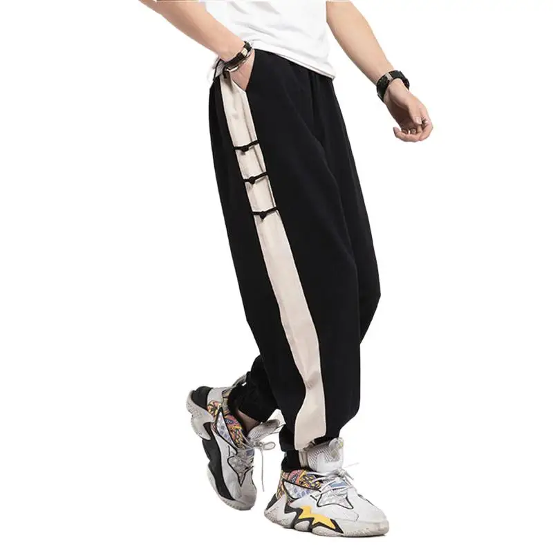 

2024 Summer Autunm Casual patchwork cotton linen Pants Men' Harem Pants sweatpants streetwear Trousers joggers cargo pants