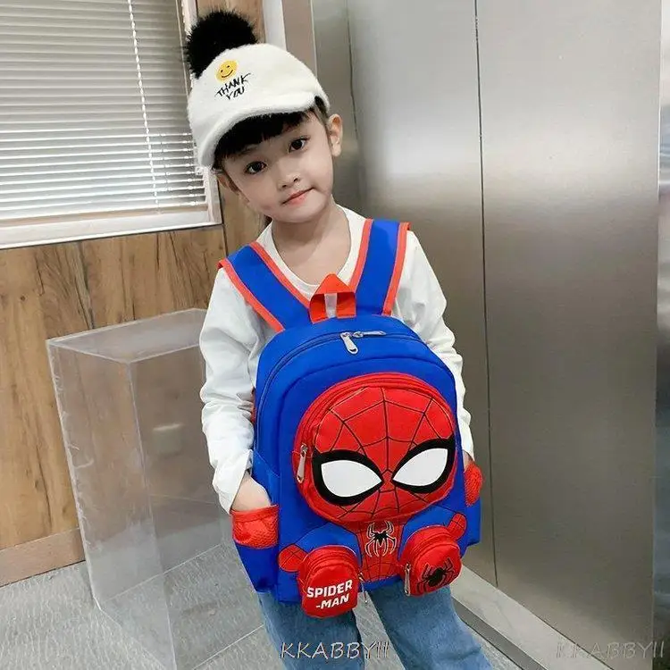 Mochila Anime do Homem Aranha Cartoon para Crianças, Bolsa de Jardim de Infância, Mochila Estudantil para Meninas e Meninos, 3-6 Anos