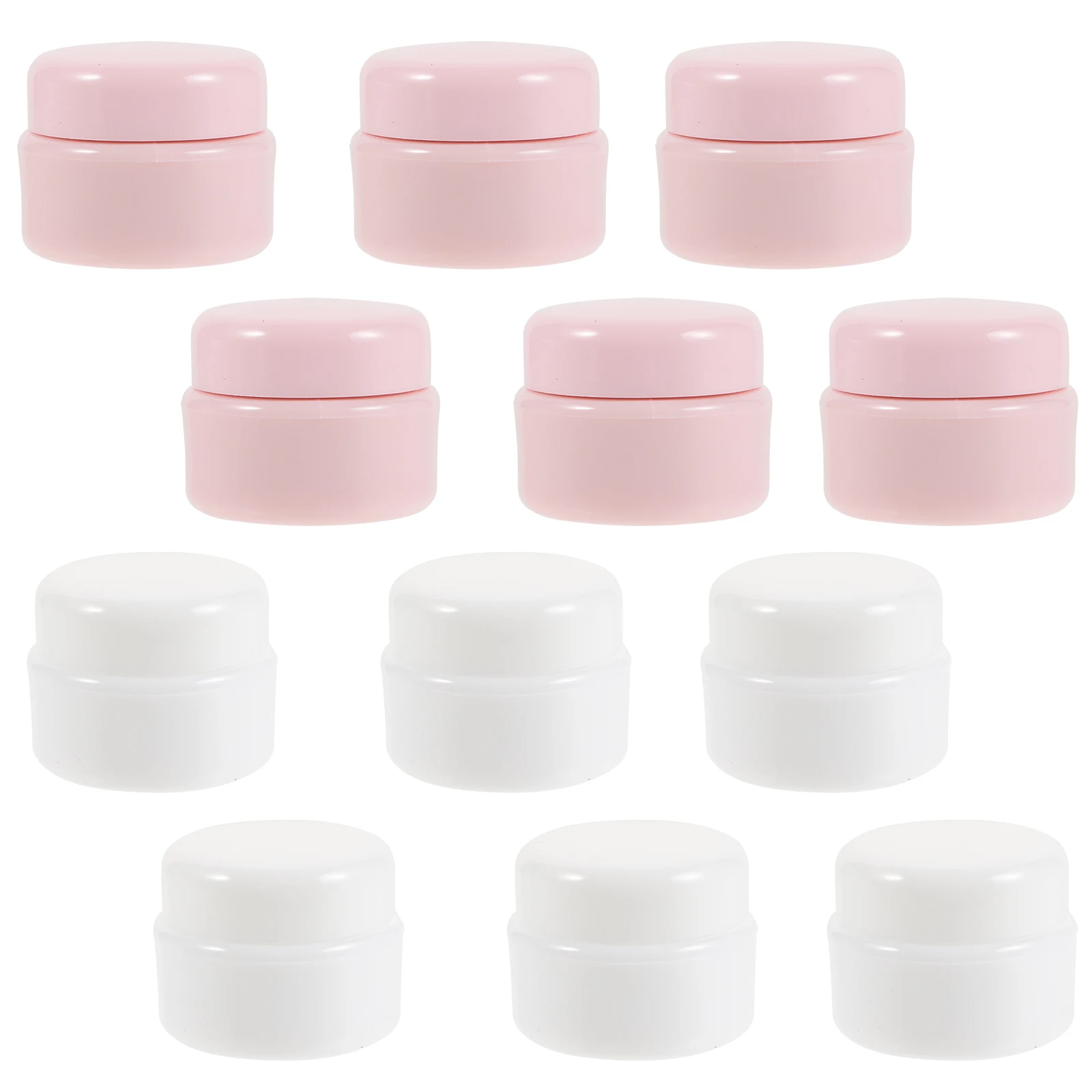 

12 pcs Refillable Boxes Plastic Empty Containers for Makeup Travel Toiletries Samples Jars Lids Cream 5g Pink White