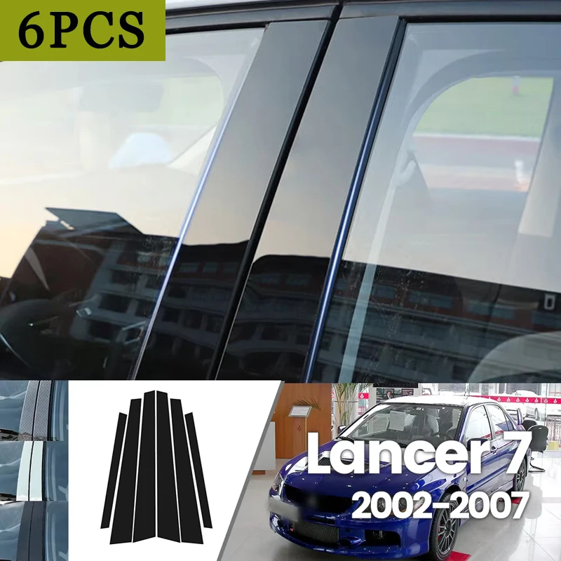 

Для Mitsubishi Lancer 7 2002-2007 2003 2004 2005 2006, яркая черная наклейка из углеродного волокна, окна, двери, водонепроницаемая наклейка B C