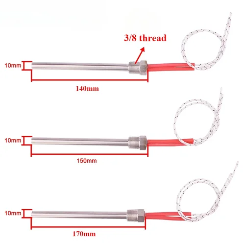 1 Uds. Encendedor de resistencia de cartucho de 3/8 hilos 220v varilla caliente 300w/350w piezas de estufa de pellets de madera 140/150/170mm chimenea eléctrica