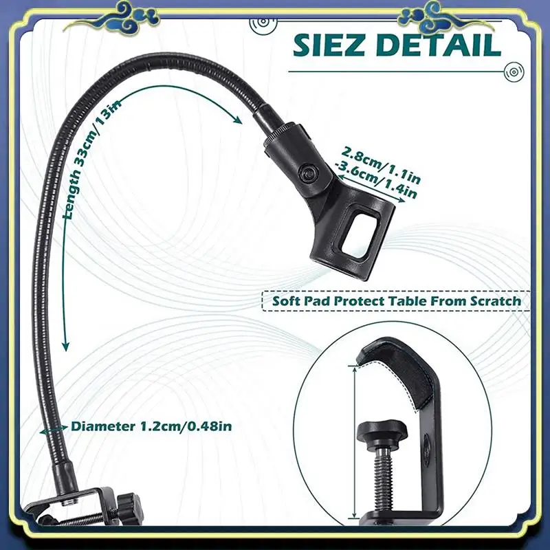 

Portable 4 Pcs Microphone Adjustable Stand Flexible Gooseneck Desktop Stands Desk Clamp Recording Equipment For Meeting Lecture