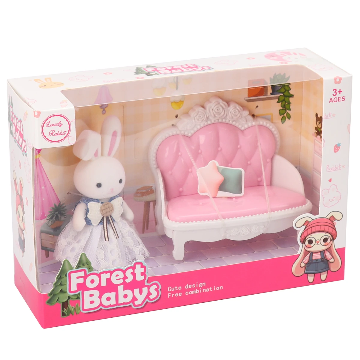 1:12 Finta giocattolo Principessa Castello Divano Bunny Set Ragazze Giochi di imitazione Casa Giochi di ruolo Accessori per bambini per regali