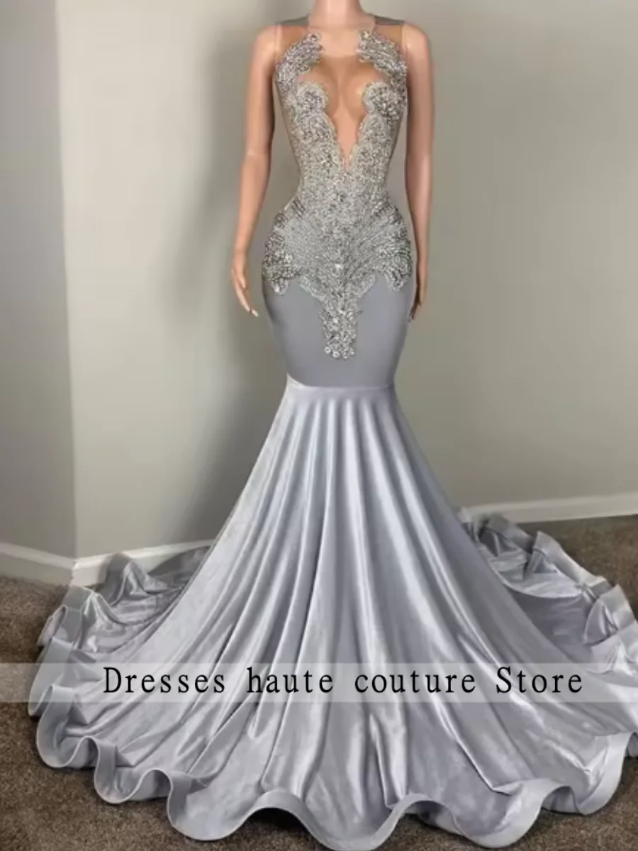 New Arrivals Gold Crystal Rhinestones Prom Dress For Black Girl 2025 Birthday Party Dress Mermaid Evening Dress Customized