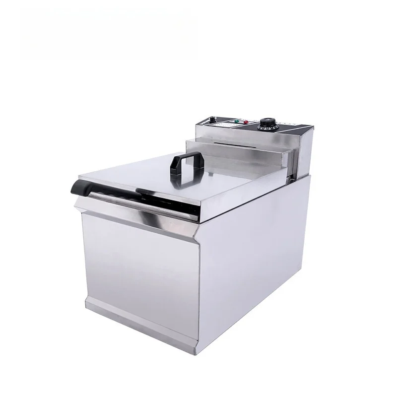 20-l-elektrische Fritteusen für frittierte Pommes Frites, Teigstäbchen, Hähnchen- und Schweinekoteletts, praktische Ölfilterung