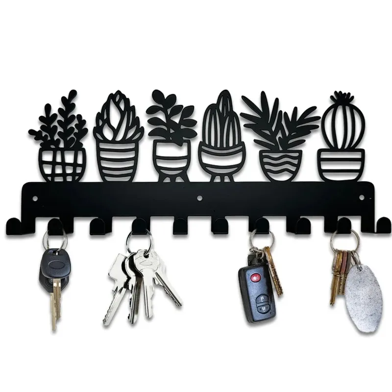 

Wall Metal Hooks Key Holder Potted Plants Decorative Hooks Rack Hangers Wall Mounted with 10 Hooks for Key pendant