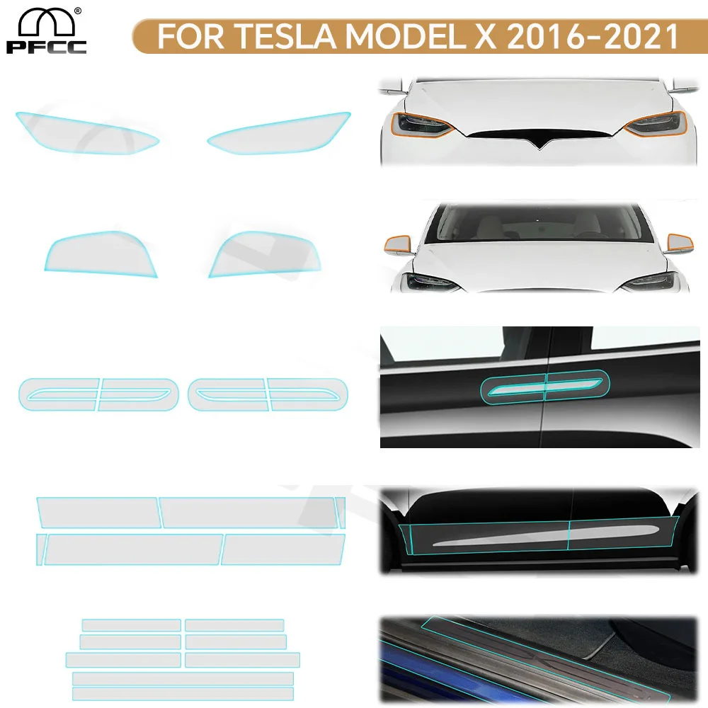 

Headlight Rearview Door Handles TPU Paint Protection Film for Tesla Model X 2016-2021 Pre-cut PPF Anti-scratch Resistant Clear