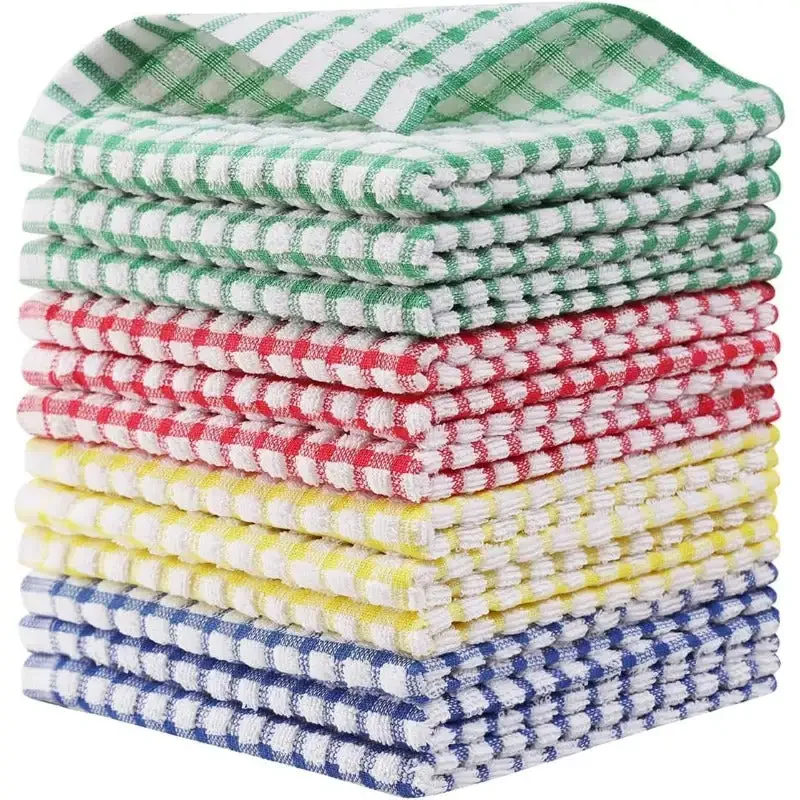 12 Packs Kitchen Dishcloths 12x12 Inches Cotton Kitchen Dish Cloths for Washing Dishes Scrubbing Wash Cloths