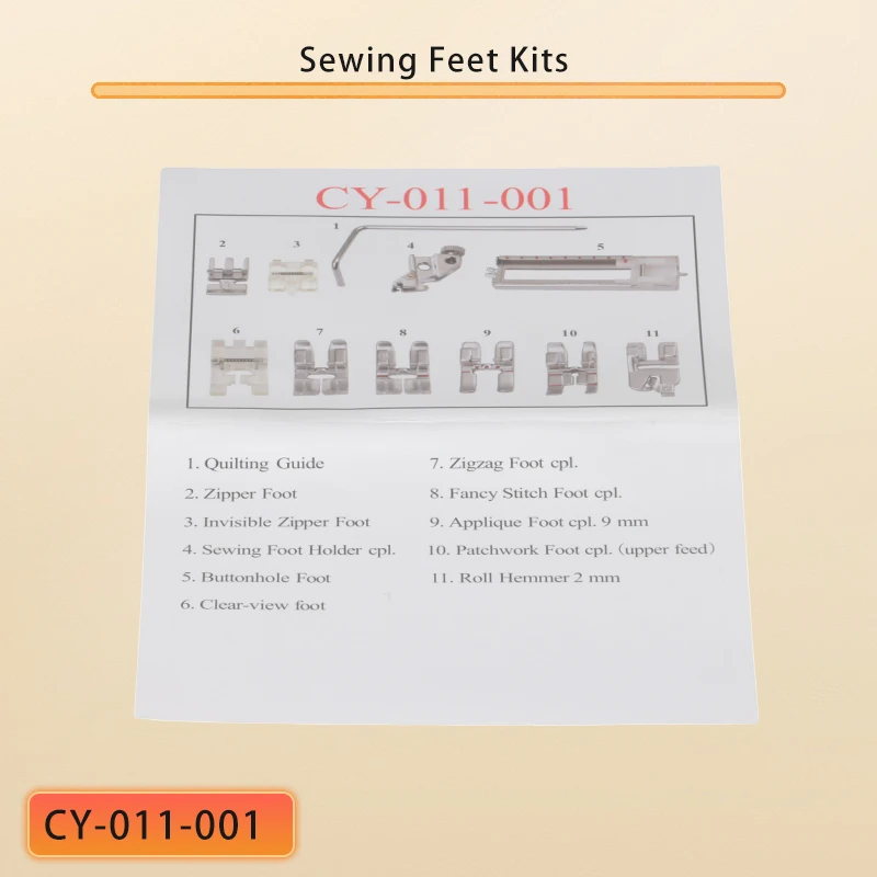 CY-011-001 مجموعات أقدام الخياطة 11 قطعة مجموعة القدم ل Pfaff 74 79 85 95 284 285 296 297 360 801 809 905