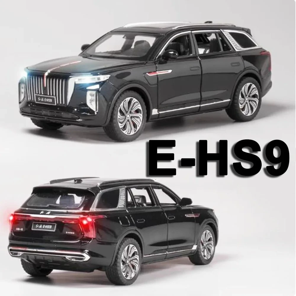 

Масштаб 1:24 HONGQI E-HS9, модели игрушечных автомобилей, литой под давлением сплав, автомобили на 70-летие, звуковой свет, двери, открытые отступительные двери для детей, подарки