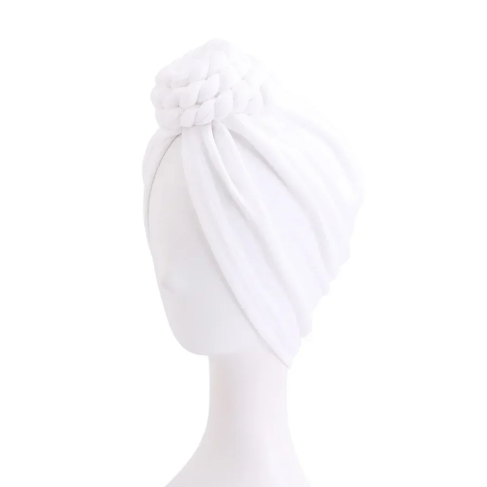 Women Autumn Winter Knot Bandana Turban Resuable Foldable Bonnet Hat Night Cap Sleep Head Cover Solid Color Headwrap Headscarf