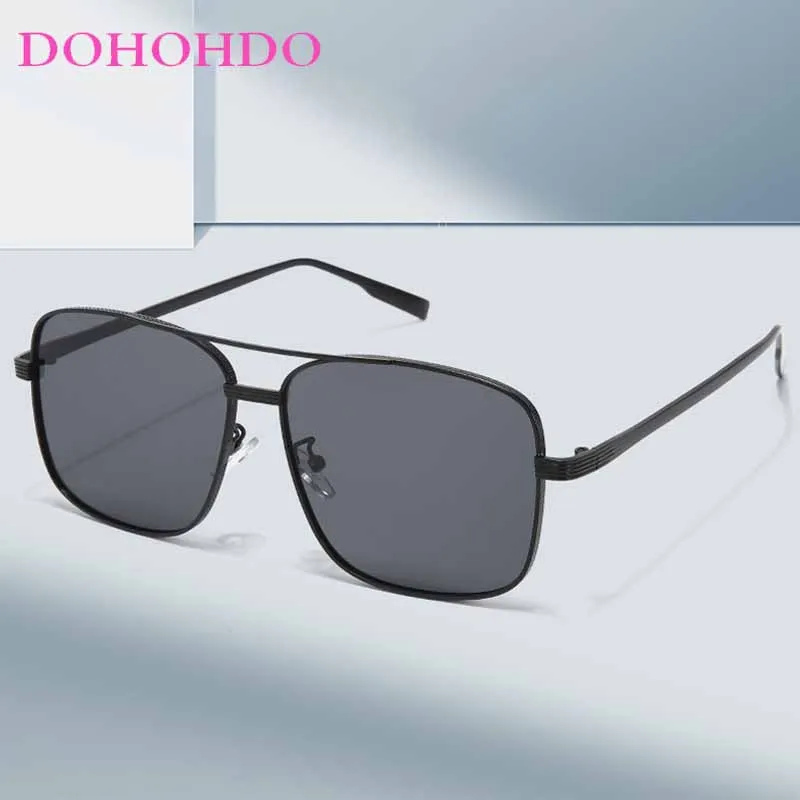 

Fashion Large Frame Square Double Beam Metal Frame Sunglasses Men Women Luxury Brand Design Top Grade Outdoor Sunglasses UV400