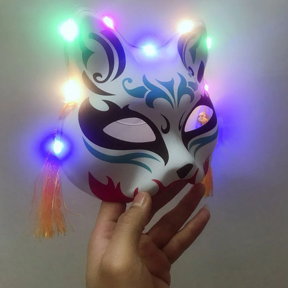 Halloween Costumes Fox Mask Luminous Party Japanese Traditional Masks Plastic for