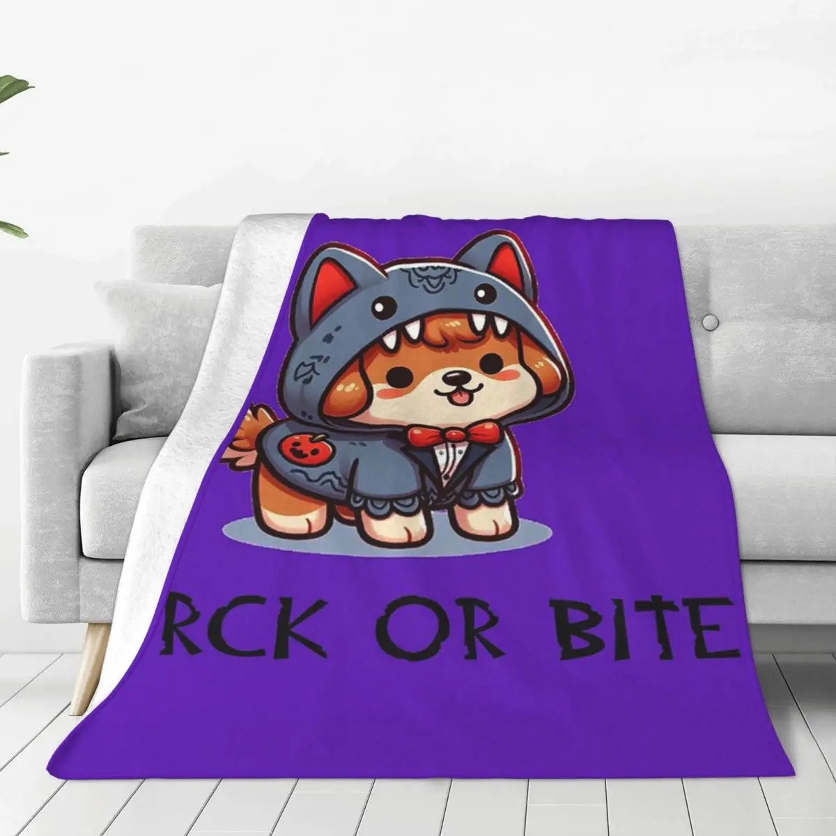 Puppy's Halloween Wolf Disguise Trick Or Treat Blankets Fleece Sofa Throw Blankets For Home Bedroom Throws Bedspread Quilt