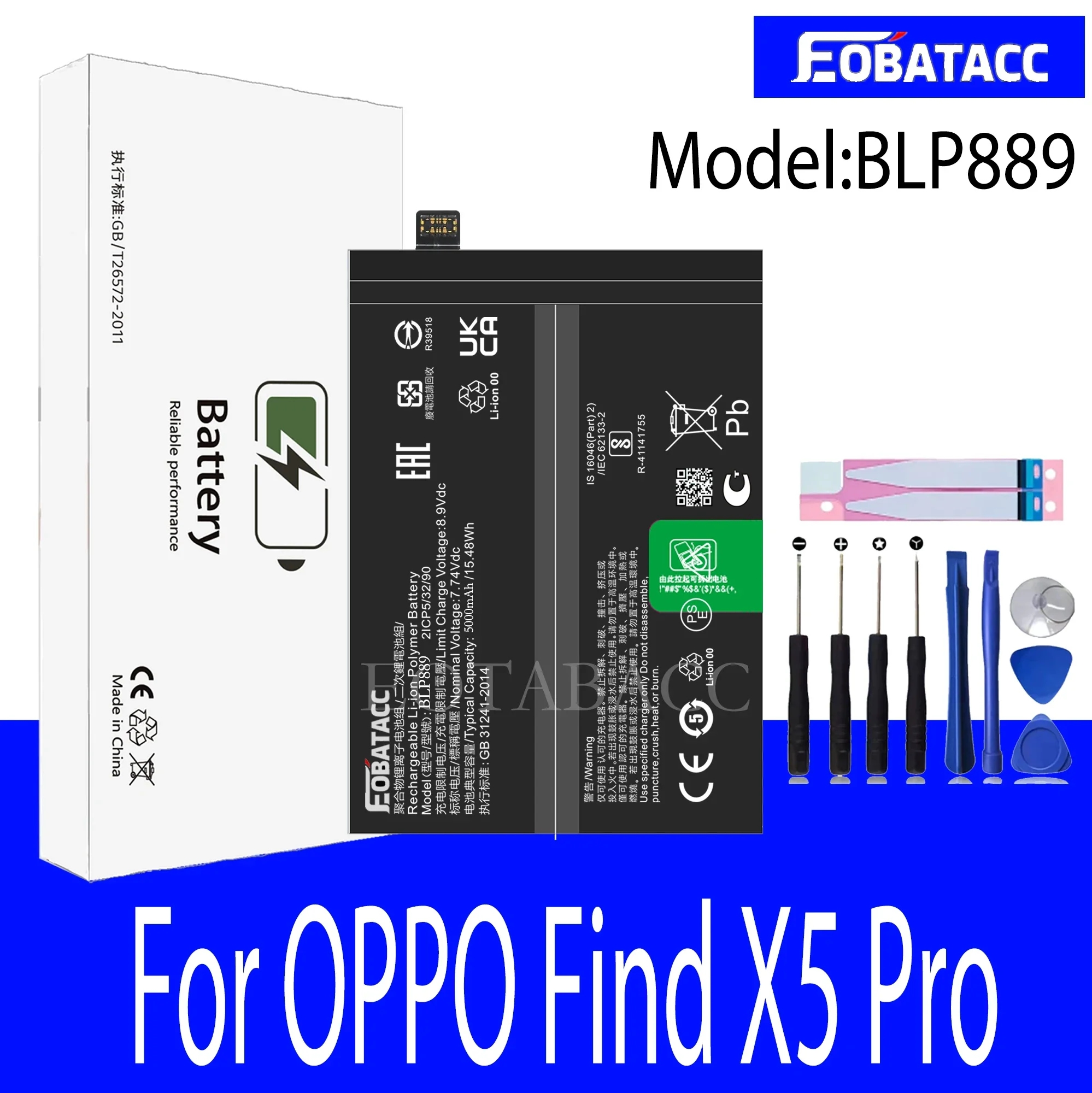 

EOTABACC 100% Новый оригинальный аккумулятор BLP889 для OPPOFind X5 Pro Аккумулятор + Инструменты