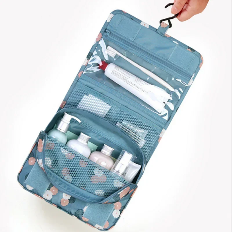 Sac de rangement imperméable pour cosmétiques pour femmes, trousse de voyage pour produits de toilette en poudre, trousse de maquillage à domicile avec crochet