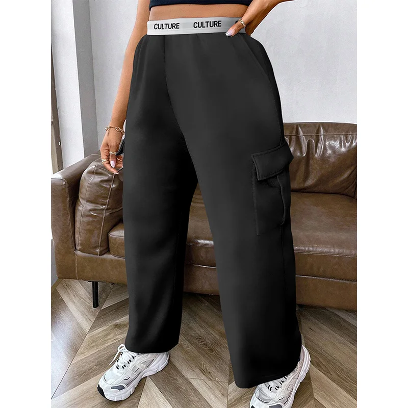 

Women's Trousers Work Trousers Casual Loose Solid Colour Women's Pants Webbing Side Pockets Fashion Wear