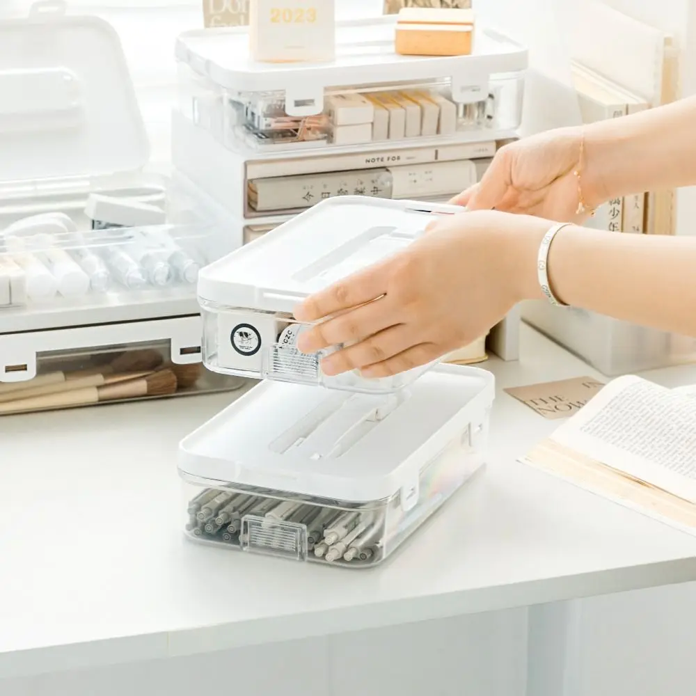 Plastic Student Stationery Storage Box Organizer Multi-Functional Portable Cabinet Box