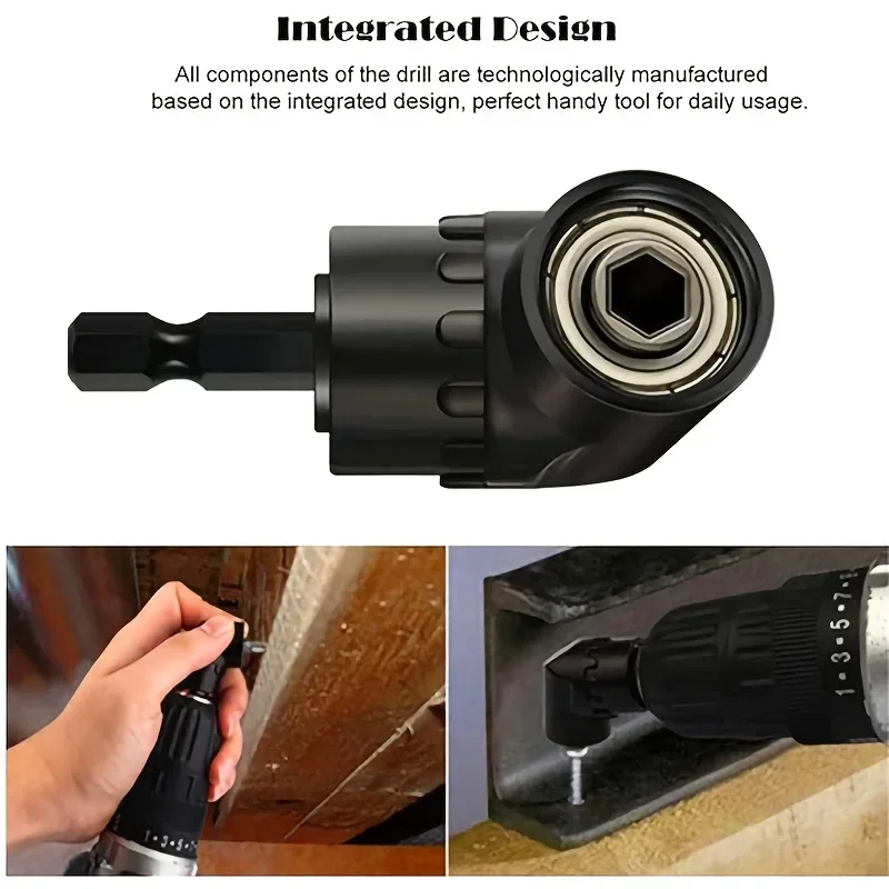 Zestaw 6 szt. adapterów do wiertarki pod kątem prostym - 3x360 °   Adaptery do nasadek udarowych z możliwością obrotu + 2 trzpienie sześciokątne 105 °   Akcesoria do wiertarek kątowych