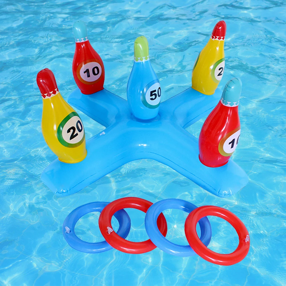 Outdoor Swimming Pool accessories Inflatable Ring Throwing Ferrule Game Set Floating Pool Toys Beach Fun Summer Water Toy