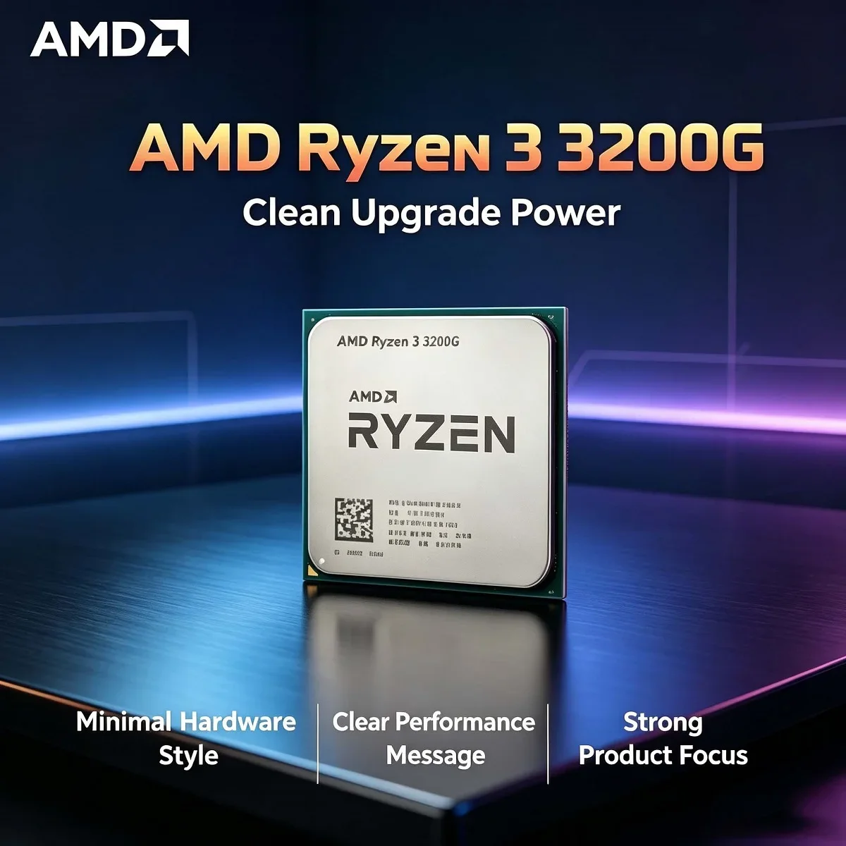 Processeur AMD Ryzen 3 3200G R3 3200G, socket AM4, 3,6 GHz, quad-core, 4 threads, 65 W, graphismes Vega 8