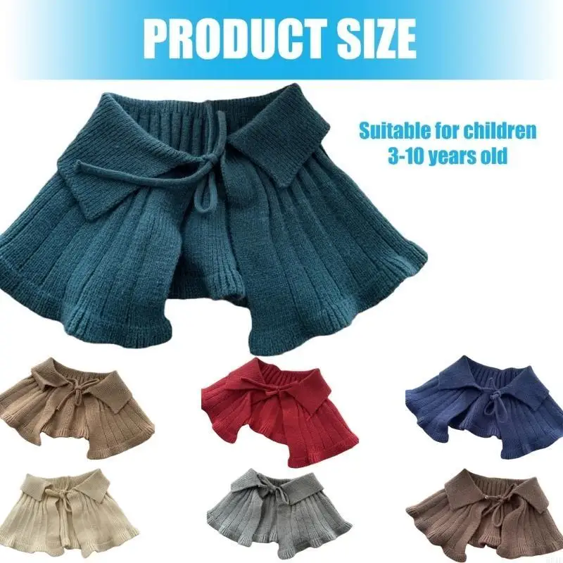 581F Chal punto esencial para niñas, Color sólido, cuello falso, accesorios ropa abrigo para otoño e invierno