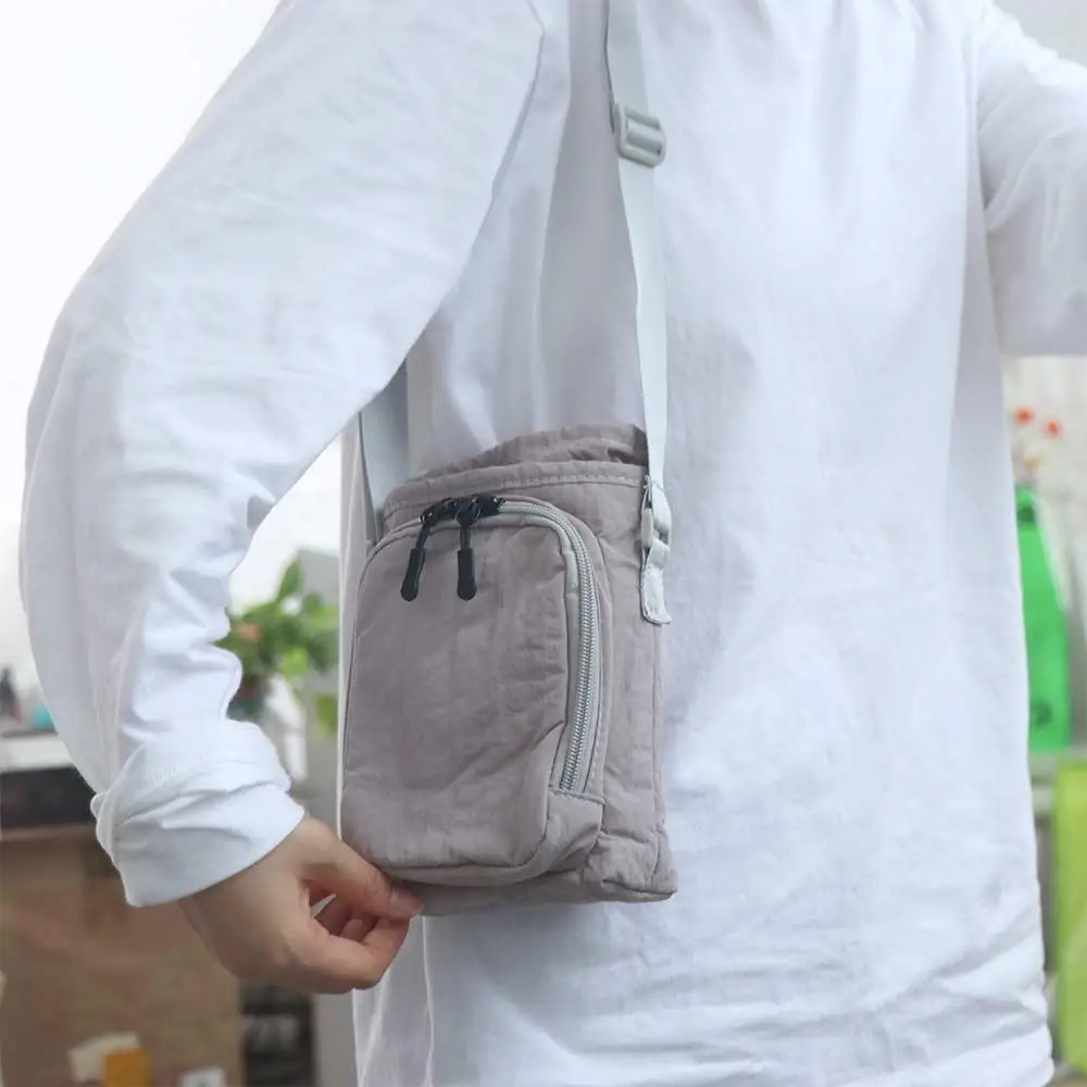 

Холщовая сумка для бутылки с водой на плечо, однотонная минималистичная сумка через плечо для мобильного телефона, портативная сумка для чашки с водой в корейском стиле