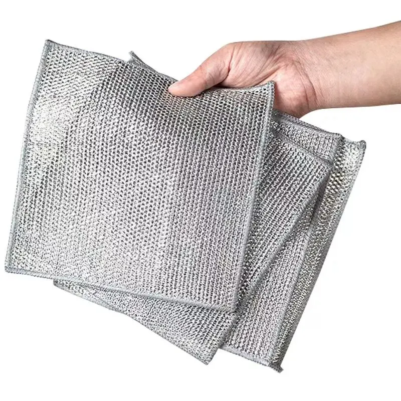 Silver silk cloth, double-sided mesh dishwashing cloth, non greasy, easy to clean, household brush pot, sturdy and wear-resistan