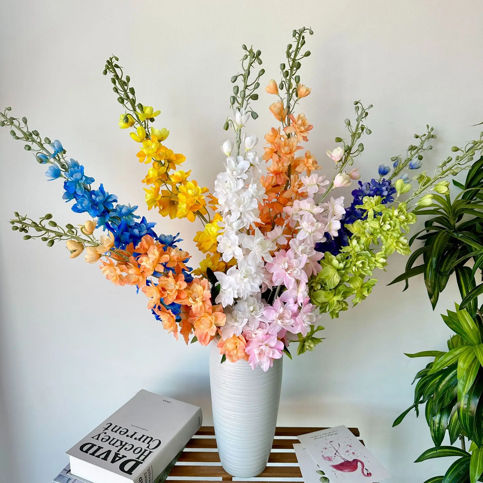 

108cm Artificial Flower Flocking Delphinium Wedding Home Decoration Fake Flower Garden Home Decoration Hyacinth Phoenix Grass